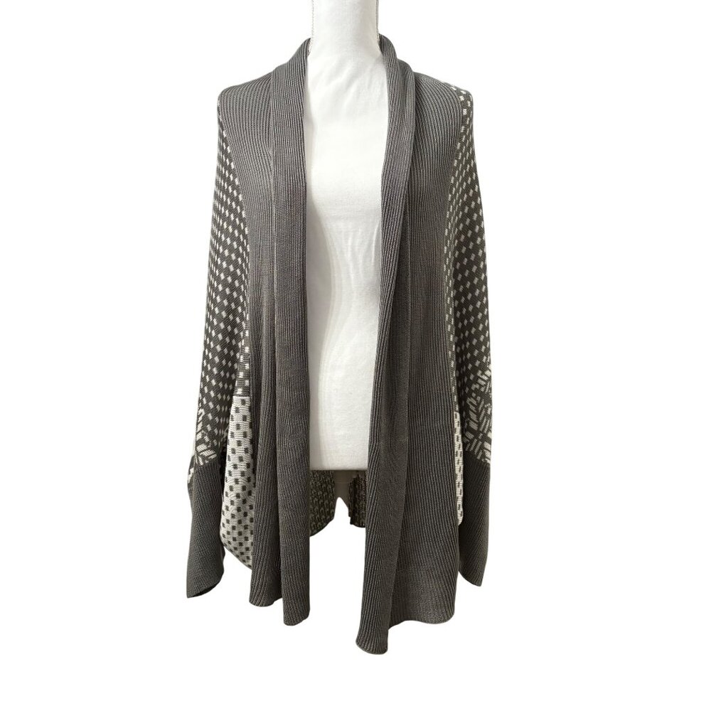 Ashley Stewart Gray & White Open Front Cardigan Sweater Womens Size 18/20
